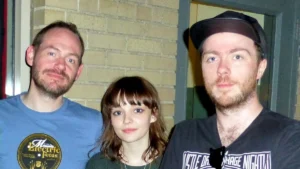 The three members of Chvrches photographed together